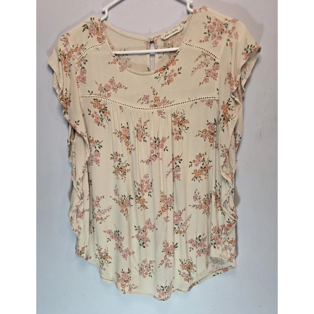 Chloe & Katie Women's Sleeveless Large Floral Summer Top Fairycore Cottagecore
